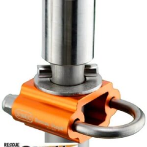 Rescue StayK, a durable orange and silver climbing device, featuring a locking mechanism and a sturdy attachment point for safety in rescue operations.